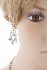 Bridal Wedding Jewelry Set Crystal Rhinestone Bubbly V Drop Necklace