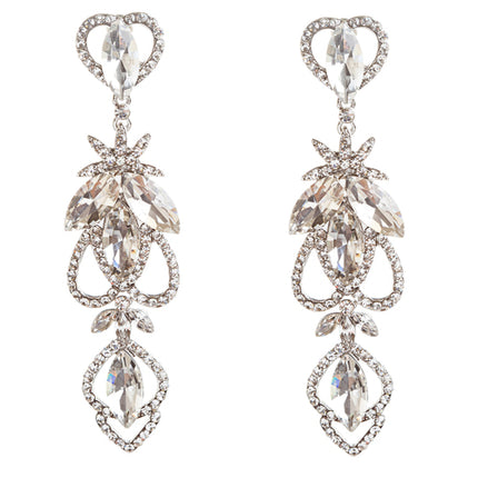 Bridal Wedding Jewelry Crystal Rhinestone Delicate Intricate Earrings E715 SLV - Accessoriesforever