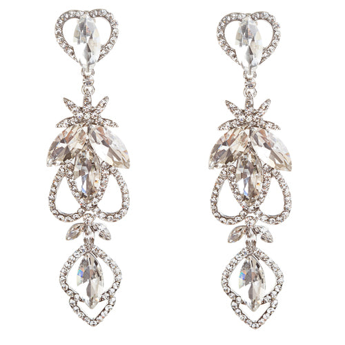 Bridal Wedding Jewelry Crystal Rhinestone Delicate Intricate Earrings E715 SLV - Accessoriesforever