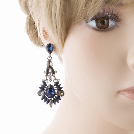 Bridal Wedding Jewelry Crystal Rhinestone Intriguing Fashion Earrings E726 Blue - Accessoriesforever