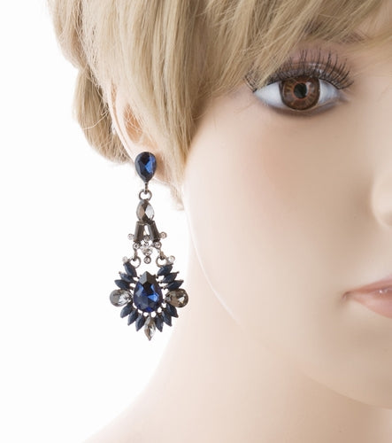 Bridal Wedding Jewelry Crystal Rhinestone Intriguing Fashion Earrings E726 Blue