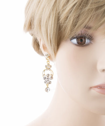 Bridal Wedding Jewelry Prom Beautiful Dressy Dangle Fashion Earrings E971 Gold - Accessoriesforever