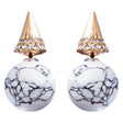 Fancy Jewelry Crystal Rhinestone Polished Cone Shape Design Earrings E865 White