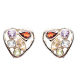 925 Sterling Silver Gemstones Natural Topaz Garnet Dangle Earrings FJSE2195