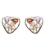 925 Sterling Silver Gemstones Natural Topaz Garnet Dangle Earrings FJSE2195