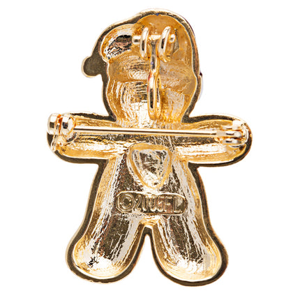 Christmas Jewelry Crystal Rhinestone Cute Gingerbread Man Heart Brooch Pin Gold - Accessoriesforever