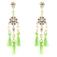 Unconventional Design Crystal Rhinestone Fun Tasseled Dangle Earrings E811 Green