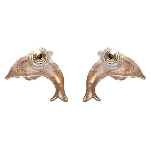 Fashion Chic Crystal Rhinestone Stunningly Carved Dolphin Stud Earrings E909 GD