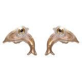 Fashion Chic Crystal Rhinestone Stunningly Carved Dolphin Stud Earrings E909 GD