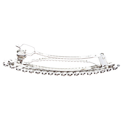 Bridal Wedding Jewelry Crystal Rhinestone Simple Chic Hair Barrette Clip Silver - Accessoriesforever