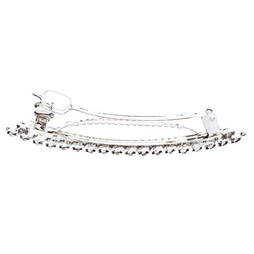 Bridal Wedding Jewelry Crystal Rhinestone Simple Chic Hair Barrette Clip Silver - Accessoriesforever