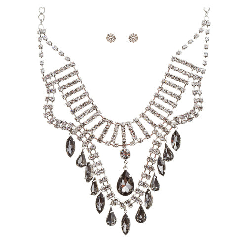 Bridal Wedding Jewelry Crystal Rhinestone Breathtaking Tear Drop Necklace J517BK