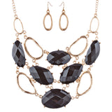 Stunning Bold Bib Style Fashion Statement Necklace Set JN276 Gold Black