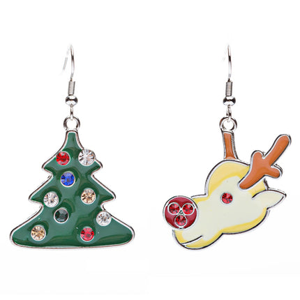Christmas Jewelry Crystal Rhinestone Tree Reindeer Head Charms Earrings E640