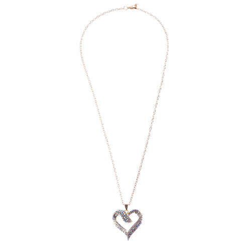 Valentines Jewelry Crystal Rhinestone Beautiful Heart Pendant Necklace N90 Gold - Accessoriesforever