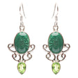 925 Sterling Silver Natural Gemstones Malachite Dangle Earrings FJSVE2187