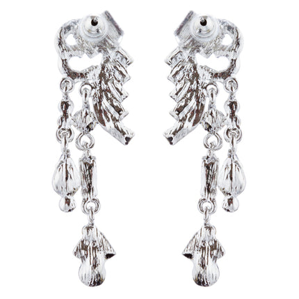 Bridal Wedding Jewelry Unique Crystal Rhinestone Linear Fashion Earrings Silver - Accessoriesforever