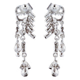 Bridal Wedding Jewelry Unique Crystal Rhinestone Linear Fashion Earrings Silver