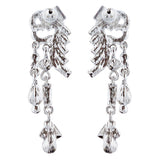 Bridal Wedding Jewelry Unique Crystal Rhinestone Linear Fashion Earrings Silver