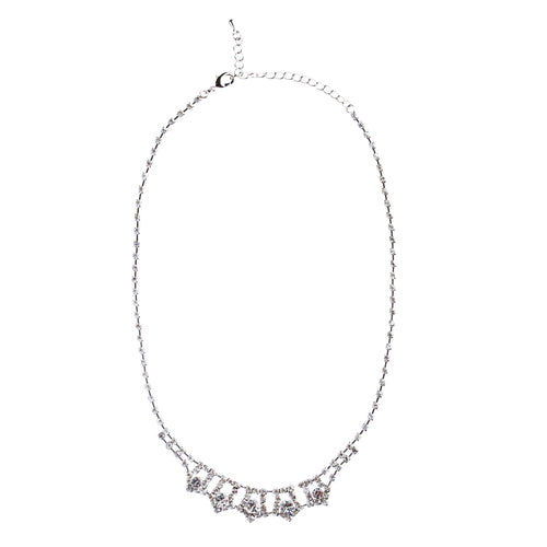 Bridal Wedding Jewelry Crystal Rhinestone Enticingly Elegant Necklace J579Silver