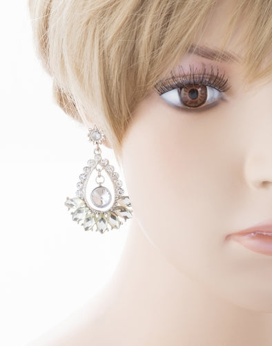 Bridal Wedding Jewelry Crystal Navette Dangle Earrings