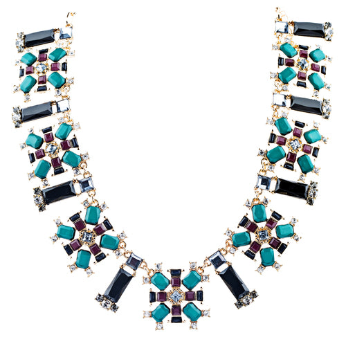 Stunning Simple Formica Crystal Bib Design Statement Jewelry Necklace Black