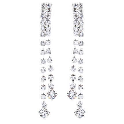 Bridal Wedding Jewelry Crystal Rhinestone Simple Linear Drop Earrings E1028 SV