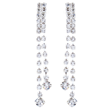 Bridal Wedding Jewelry Crystal Rhinestone Simple Linear Drop Earrings E1028 SV