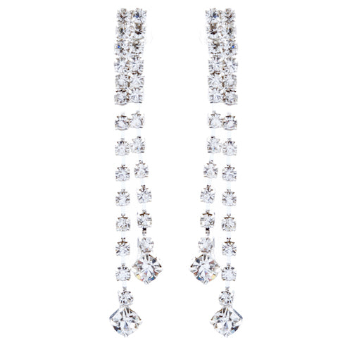 Bridal Wedding Jewelry Crystal Rhinestone Simple Linear Drop Earrings E1028 SV