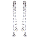 Bridal Wedding Jewelry Crystal Rhinestone Simple Linear Drop Earrings E1028 SV