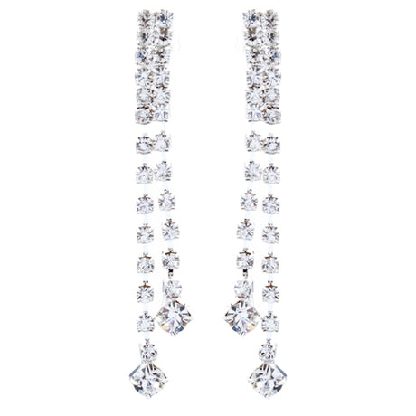 Bridal Wedding Jewelry Crystal Rhinestone Simple Linear Drop Earrings E1028 SV