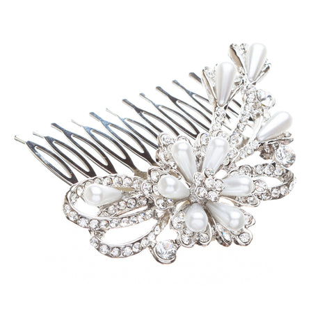 Bridal Wedding Jewelry Crystal Rhinestone Pearl Unique Beautiful Hair Pin Comb