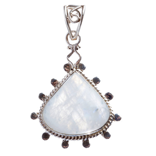 925 Sterling Silver Natural Gemstones Moonstone Pendant FJSVP2062