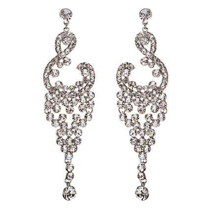Bridal Wedding Jewelry Crystal Rhinestone Vintage Dangle Earrings E728 Silver - Accessoriesforever