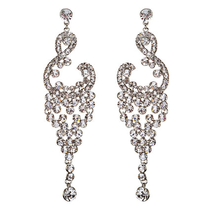 Bridal Wedding Jewelry Crystal Rhinestone Vintage Dangle Earrings E728 Silver