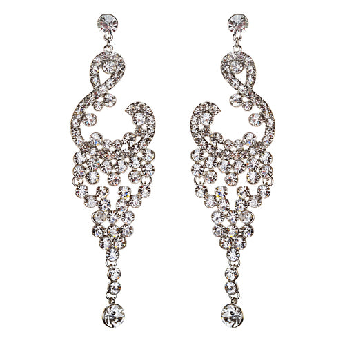 Bridal Wedding Jewelry Crystal Rhinestone Vintage Dangle Earrings E728 Silver - Accessoriesforever