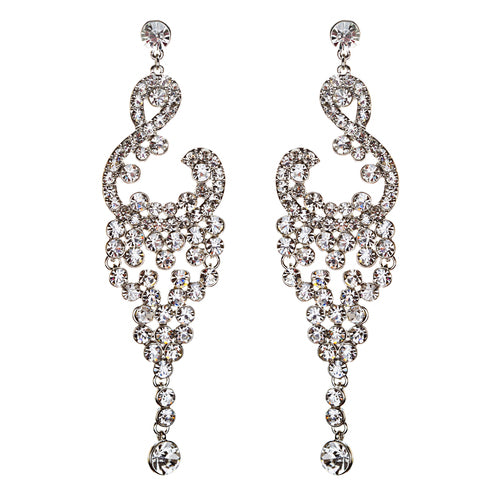 Bridal Wedding Jewelry Crystal Rhinestone Vintage Dangle Earrings E728 Silver