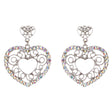 Sophisticated Crystal Rhinestone Heart Shape Dangle Fashion Earrings E313 Silver