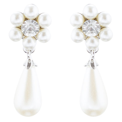 Bridal Wedding Jewelry Set Crystal Rhinestone Pearl Glittering Floral Necklace - Accessoriesforever