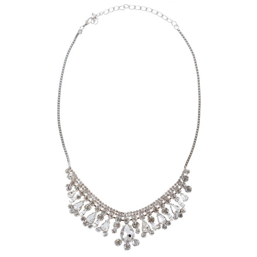 Bridal Wedding Jewelry Crystal Rhinestone Brilliant Bib Design Necklace Earrings - Accessoriesforever