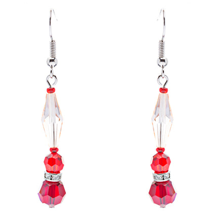 Swarovski Crystal Linear Drop Earrings Red Purple
