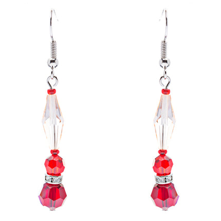 Swarovski Crystal Linear Drop Earrings Red Purple - Accessoriesforever