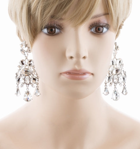 Bridal Wedding Jewelry Crystal Rhinestone Stylish Trendy Design Dangle Earrings - Accessoriesforever