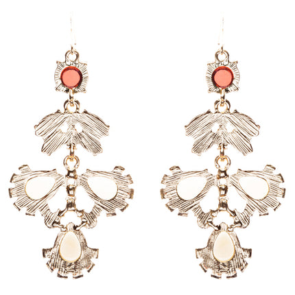 Modern Fashion Crystal Rhinestone Beautiful Floral Design Earrings E819 Beige - Accessoriesforever