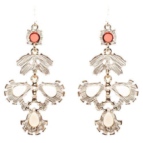 Modern Fashion Crystal Rhinestone Beautiful Floral Design Earrings E819 Beige