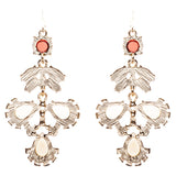 Modern Fashion Crystal Rhinestone Beautiful Floral Design Earrings E819 Beige