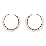Crystal Wired Handmade Beautiful Fashion Dangle Hoop Earrings Gold Pink