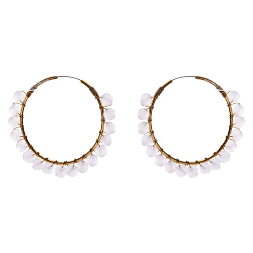 Crystal Wired Handmade Beautiful Fashion Dangle Hoop Earrings Gold Pink