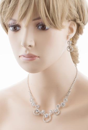 Bridal Wedding Jewelry Crystal Rhinestone Lovely Beautiful Sweet Necklace Silver