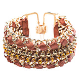 Gorgeous Crystal Rhinestone Fabric Braided Latch Fashion Bracelet B455 Brown